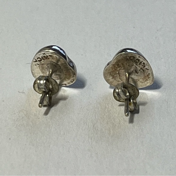 Silver plated heart earrings with turquoise - Picture 4 of 5